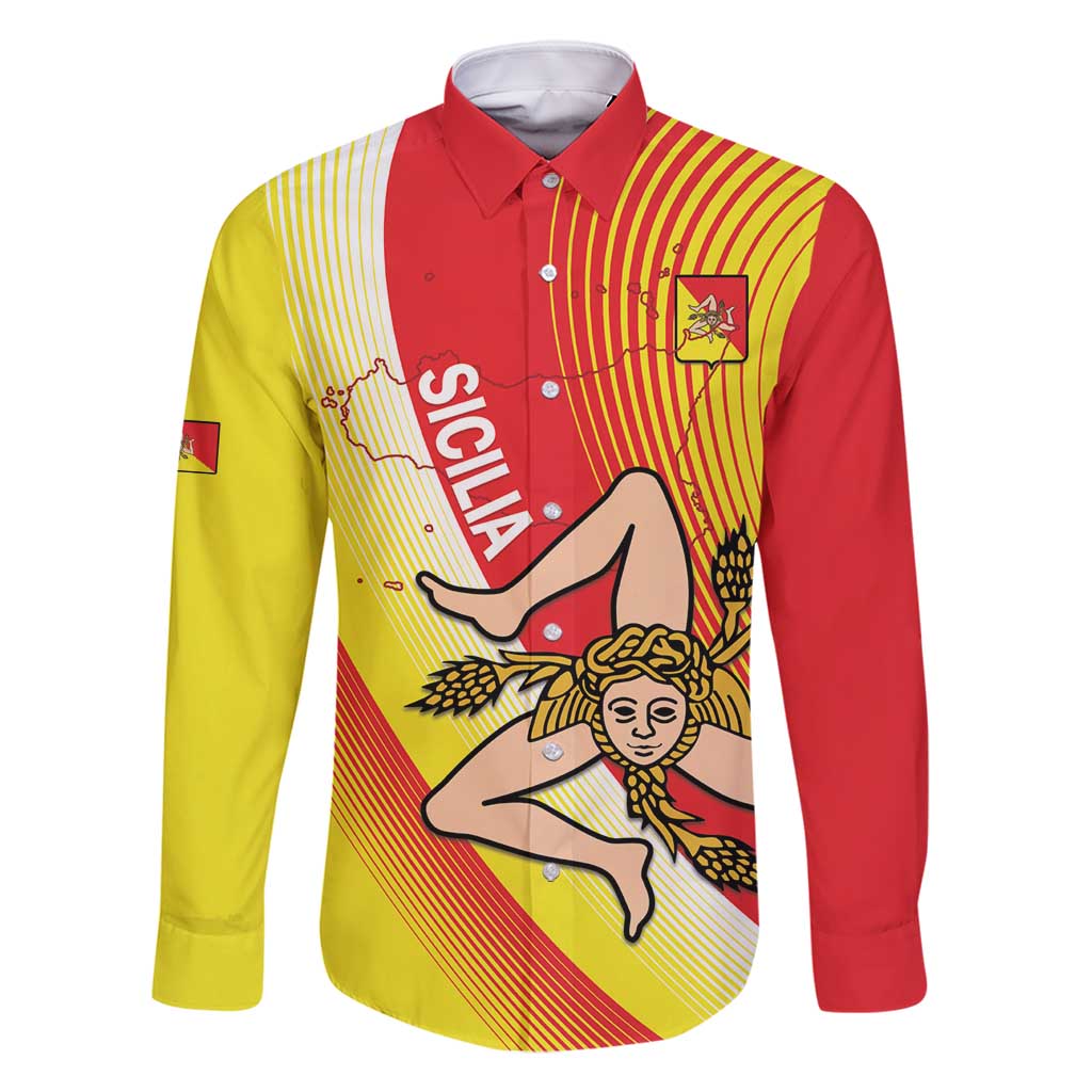 Personalized Sicilia La Trinacria Family Matching Off Shoulder Short Dress and Hawaiian Shirt Sicilian Map Flag Color