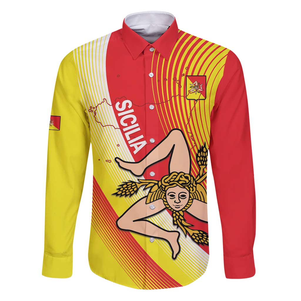 Personalized Sicilia La Trinacria Family Matching Puletasi and Hawaiian Shirt Sicilian Map Flag Color