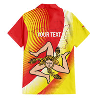 Personalized Sicilia La Trinacria Family Matching Short Sleeve Bodycon Dress and Hawaiian Shirt Sicilian Map Flag Color