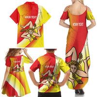 Personalized Sicilia La Trinacria Family Matching Summer Maxi Dress and Hawaiian Shirt Sicilian Map Flag Color