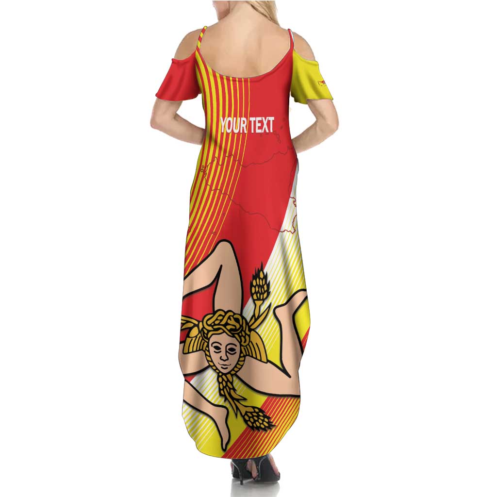 Personalized Sicilia La Trinacria Family Matching Summer Maxi Dress and Hawaiian Shirt Sicilian Map Flag Color