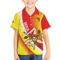 Personalized Sicilia La Trinacria Family Matching Tank Maxi Dress and Hawaiian Shirt Sicilian Map Flag Color