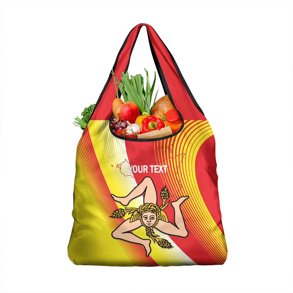 Personalized Sicilia La Trinacria Grocery Bag Sicilian Map Flag Color