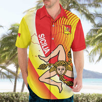 Personalized Sicilia La Trinacria Hawaiian Shirt Sicilian Map Flag Color