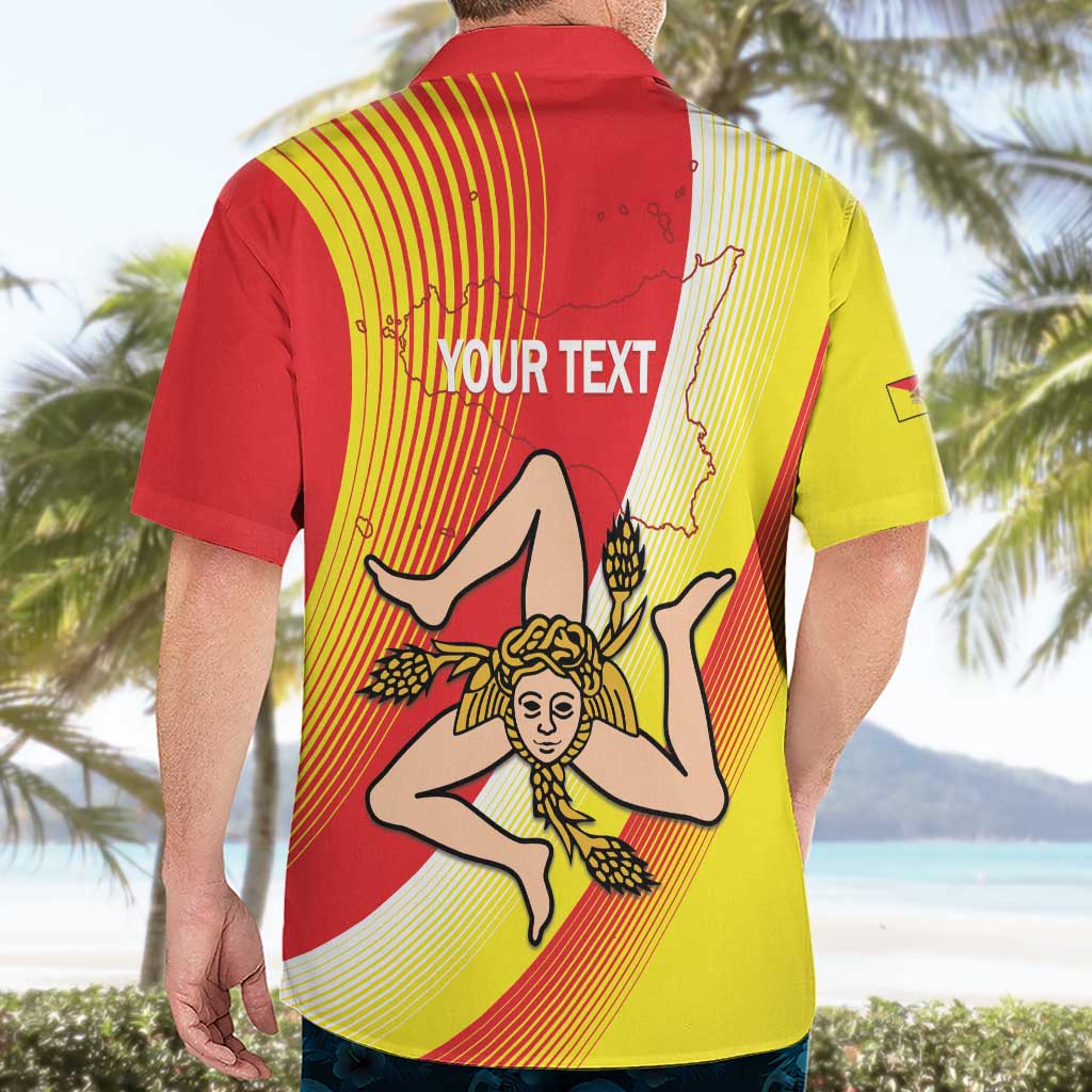 Personalized Sicilia La Trinacria Hawaiian Shirt Sicilian Map Flag Color