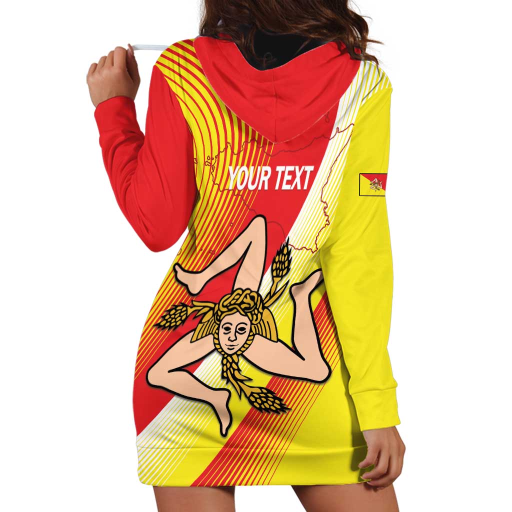 Personalized Sicilia La Trinacria Hoodie Dress Sicilian Map Flag Color