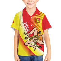 Personalized Sicilia La Trinacria Kid Hawaiian Shirt Sicilian Map Flag Color