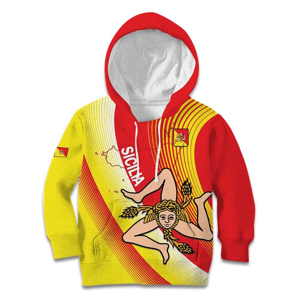 Personalized Sicilia La Trinacria Kid Hoodie Sicilian Map Flag Color