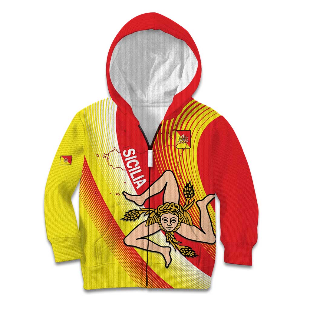 Personalized Sicilia La Trinacria Kid Hoodie Sicilian Map Flag Color