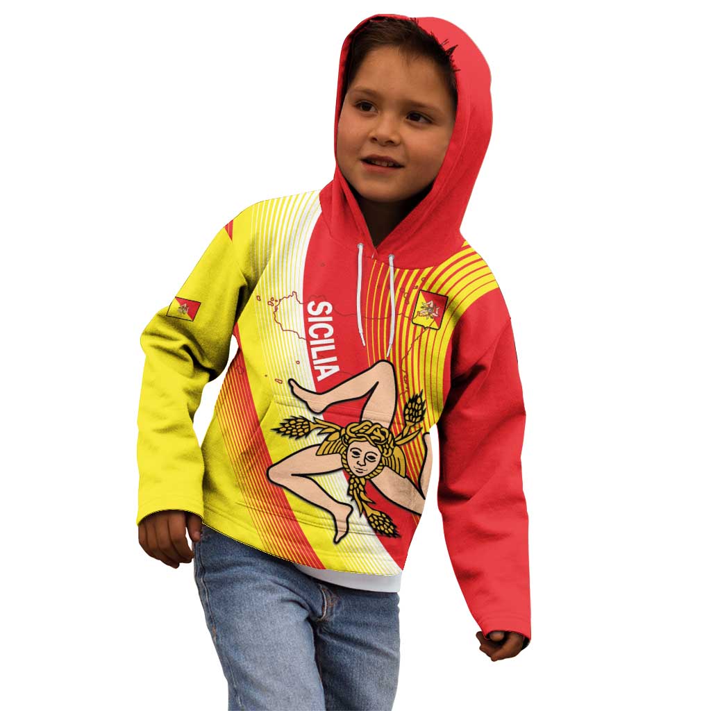 Personalized Sicilia La Trinacria Kid Hoodie Sicilian Map Flag Color