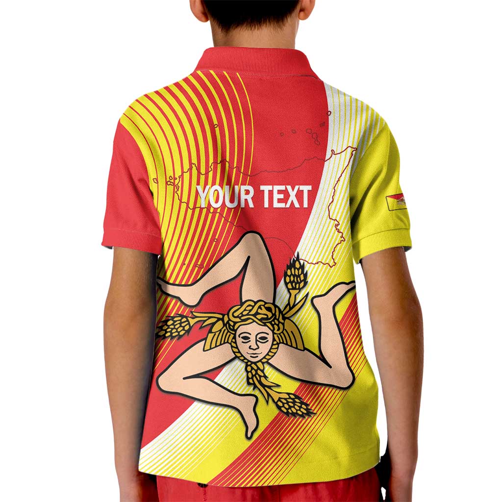 Personalized Sicilia La Trinacria Kid Polo Shirt Sicilian Map Flag Color