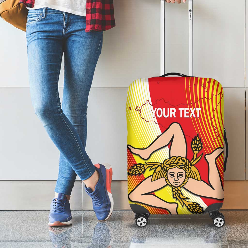 Personalized Sicilia La Trinacria Luggage Cover Sicilian Map Flag Color