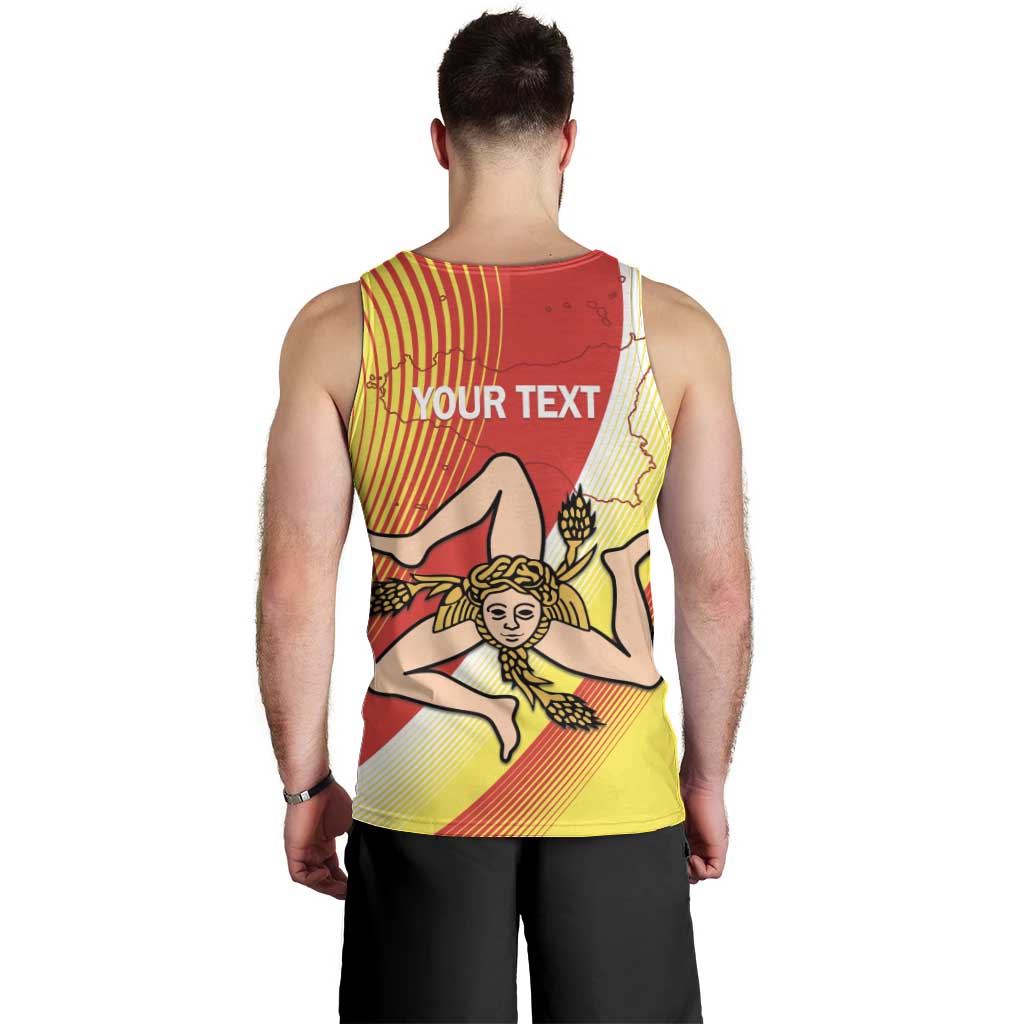 Personalized Sicilia La Trinacria Men Tank Top Sicilian Map Flag Color