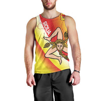 Personalized Sicilia La Trinacria Men Tank Top Sicilian Map Flag Color