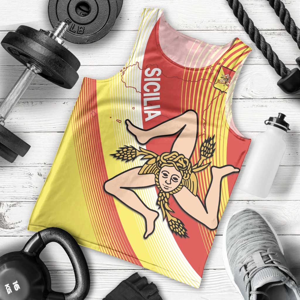 Personalized Sicilia La Trinacria Men Tank Top Sicilian Map Flag Color