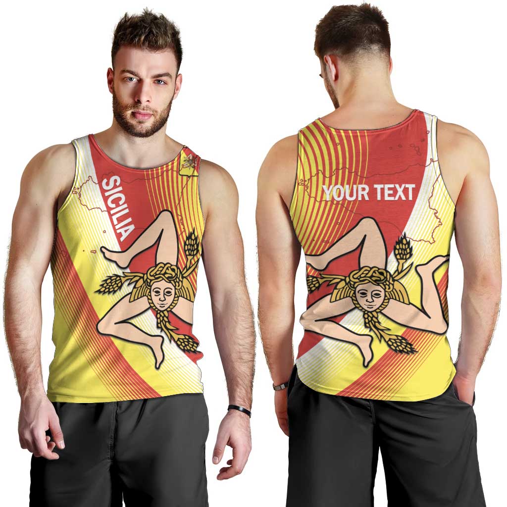 Personalized Sicilia La Trinacria Men Tank Top Sicilian Map Flag Color