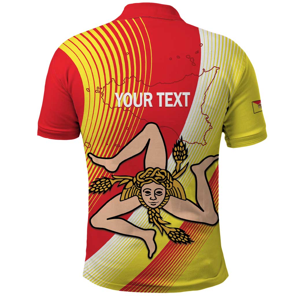 Personalized Sicilia La Trinacria Polo Shirt Sicilian Map Flag Color