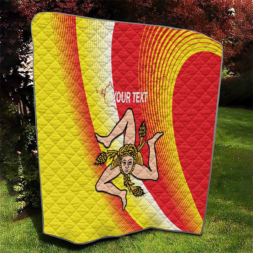 Personalized Sicilia La Trinacria Quilt Sicilian Map Flag Color