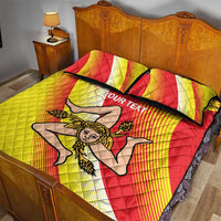 Personalized Sicilia La Trinacria Quilt Bed Set Sicilian Map Flag Color