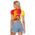 Personalized Sicilia La Trinacria Raglan Cropped T Shirt Sicilian Map Flag Color
