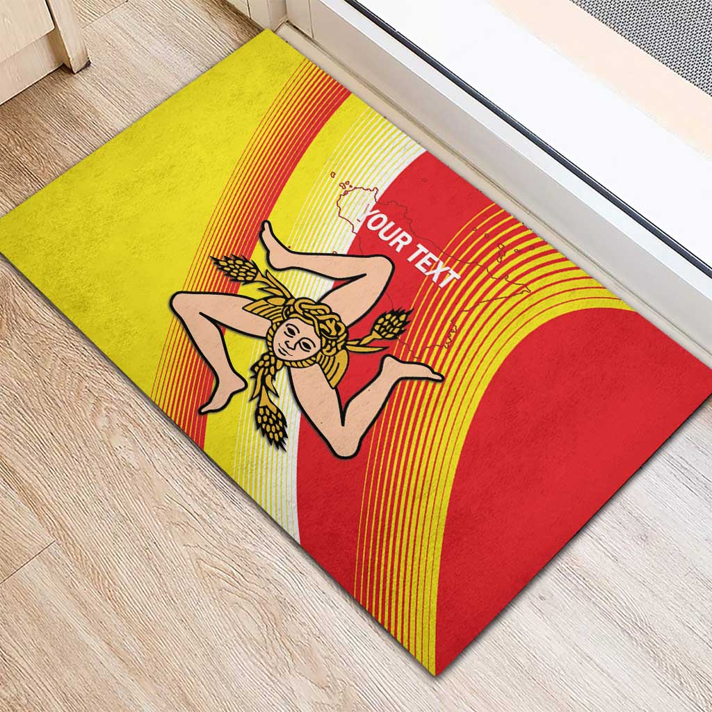 Personalized Sicilia La Trinacria Rubber Doormat Sicilian Map Flag Color