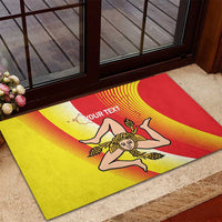 Personalized Sicilia La Trinacria Rubber Doormat Sicilian Map Flag Color