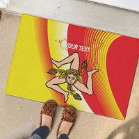 Personalized Sicilia La Trinacria Rubber Doormat Sicilian Map Flag Color