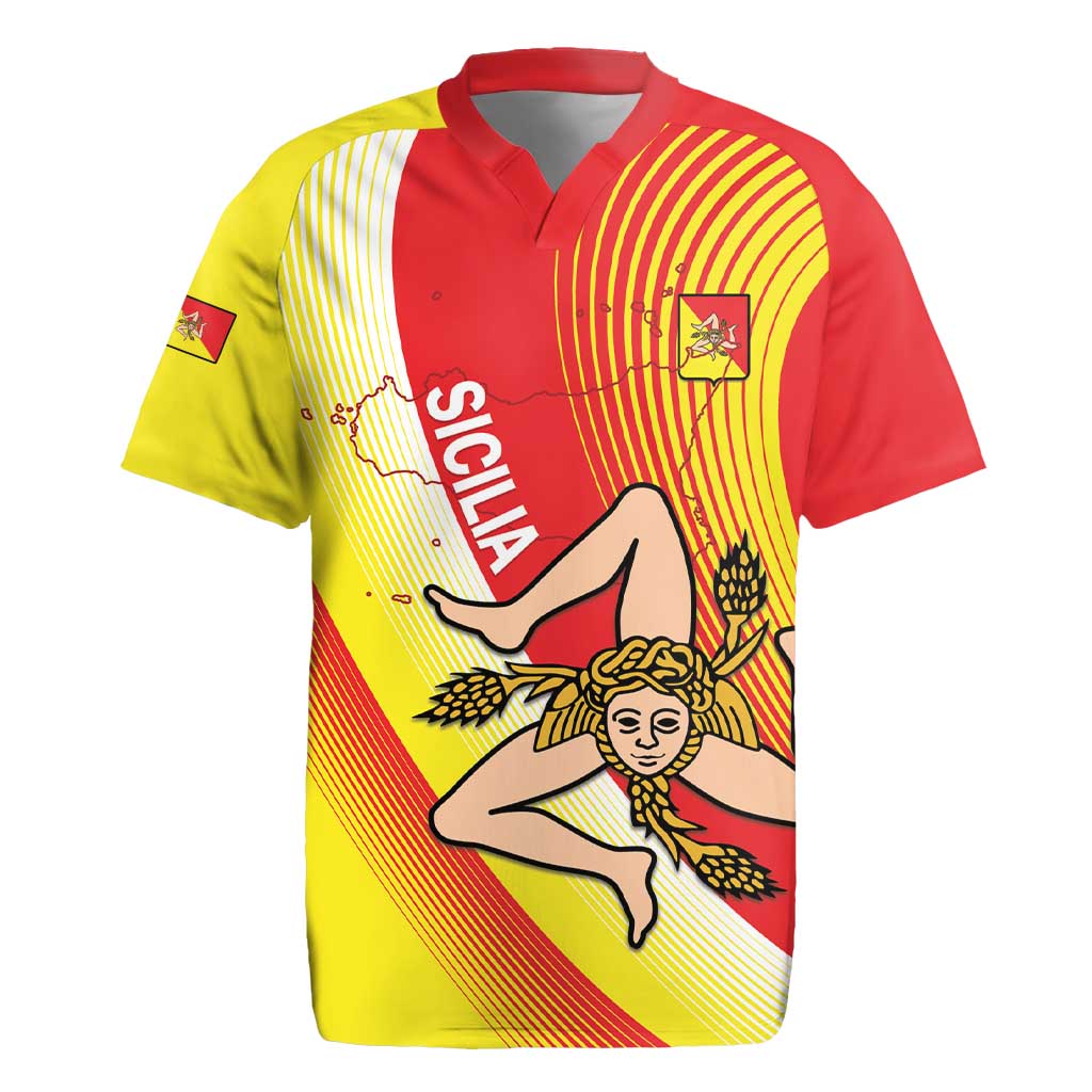Personalized Sicilia La Trinacria Rugby Jersey Sicilian Map Flag Color