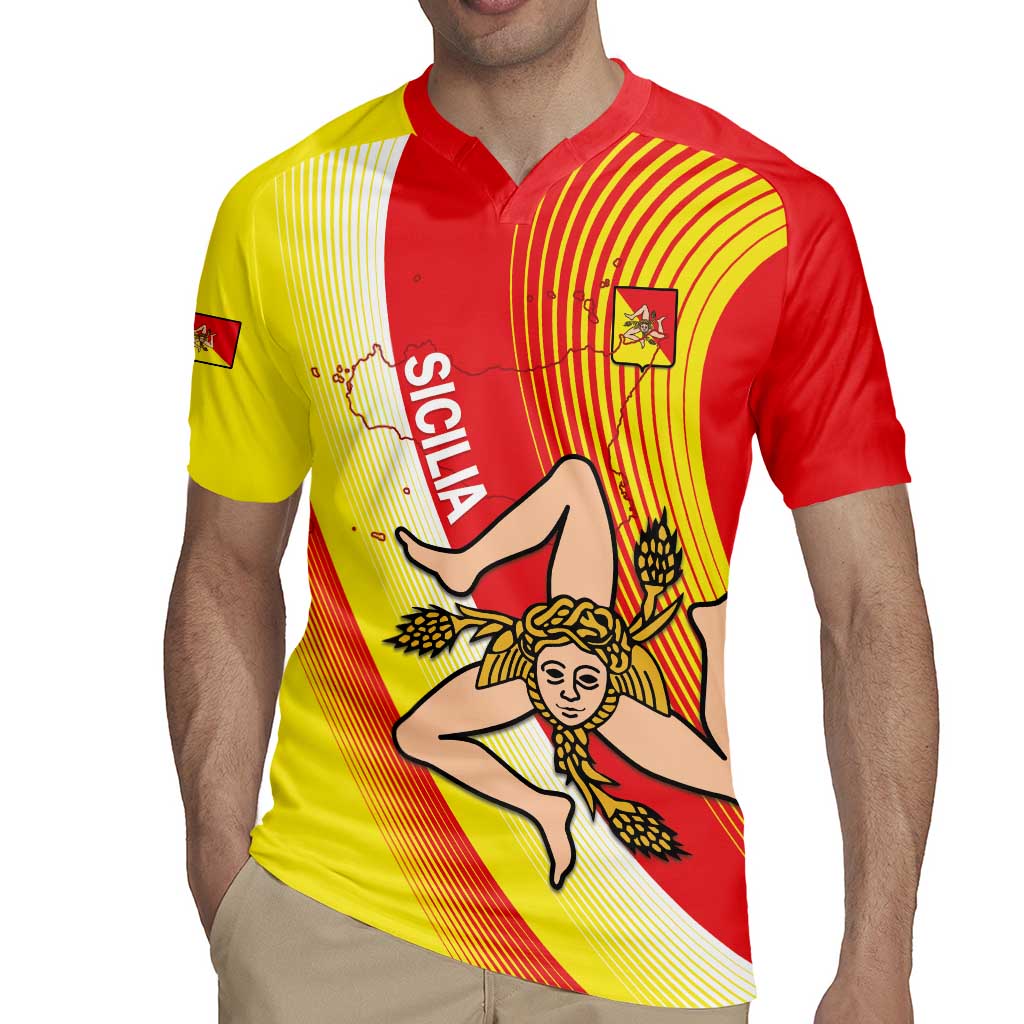 Personalized Sicilia La Trinacria Rugby Jersey Sicilian Map Flag Color