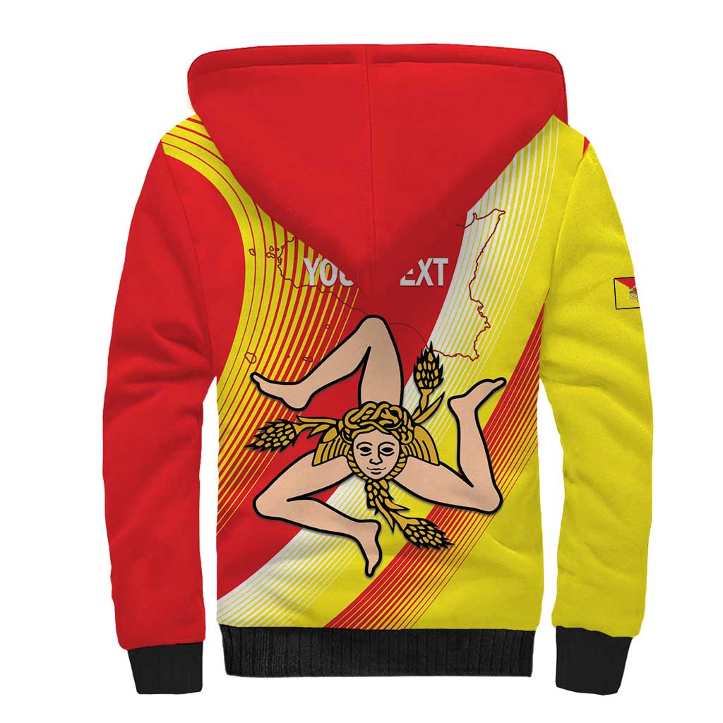 Personalized Sicilia La Trinacria Sherpa Hoodie Sicilian Map Flag Color