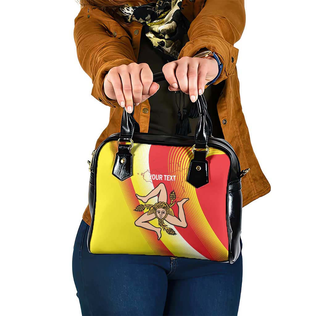 Personalized Sicilia La Trinacria Shoulder Handbag Sicilian Map Flag Color