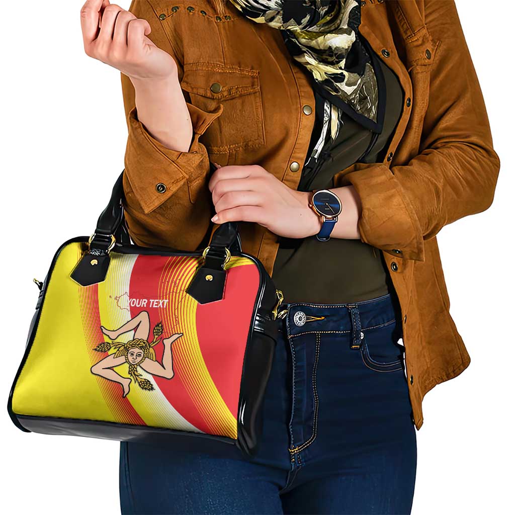 Personalized Sicilia La Trinacria Shoulder Handbag Sicilian Map Flag Color