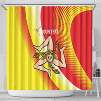 Personalized Sicilia La Trinacria Shower Curtain Sicilian Map Flag Color