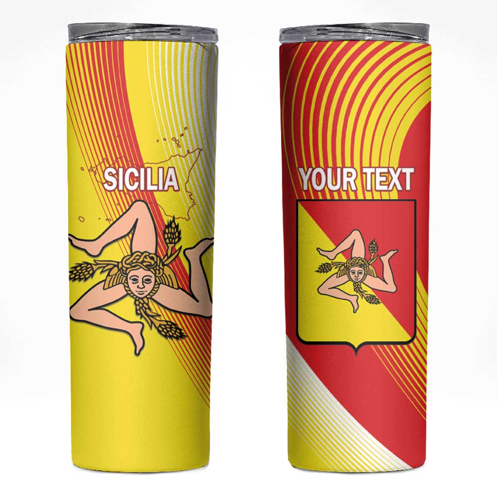 Personalized Sicilia La Trinacria Skinny Tumbler Sicilian Map Flag Color