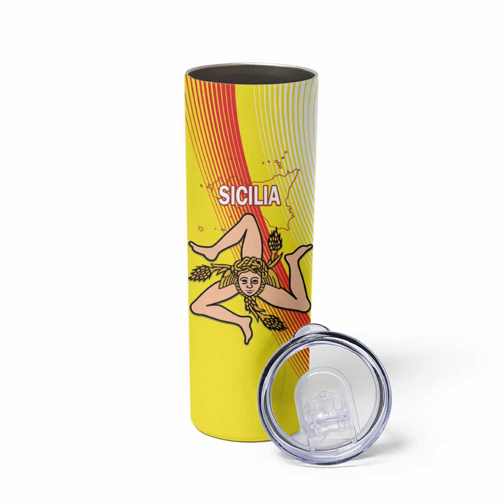 Personalized Sicilia La Trinacria Skinny Tumbler Sicilian Map Flag Color