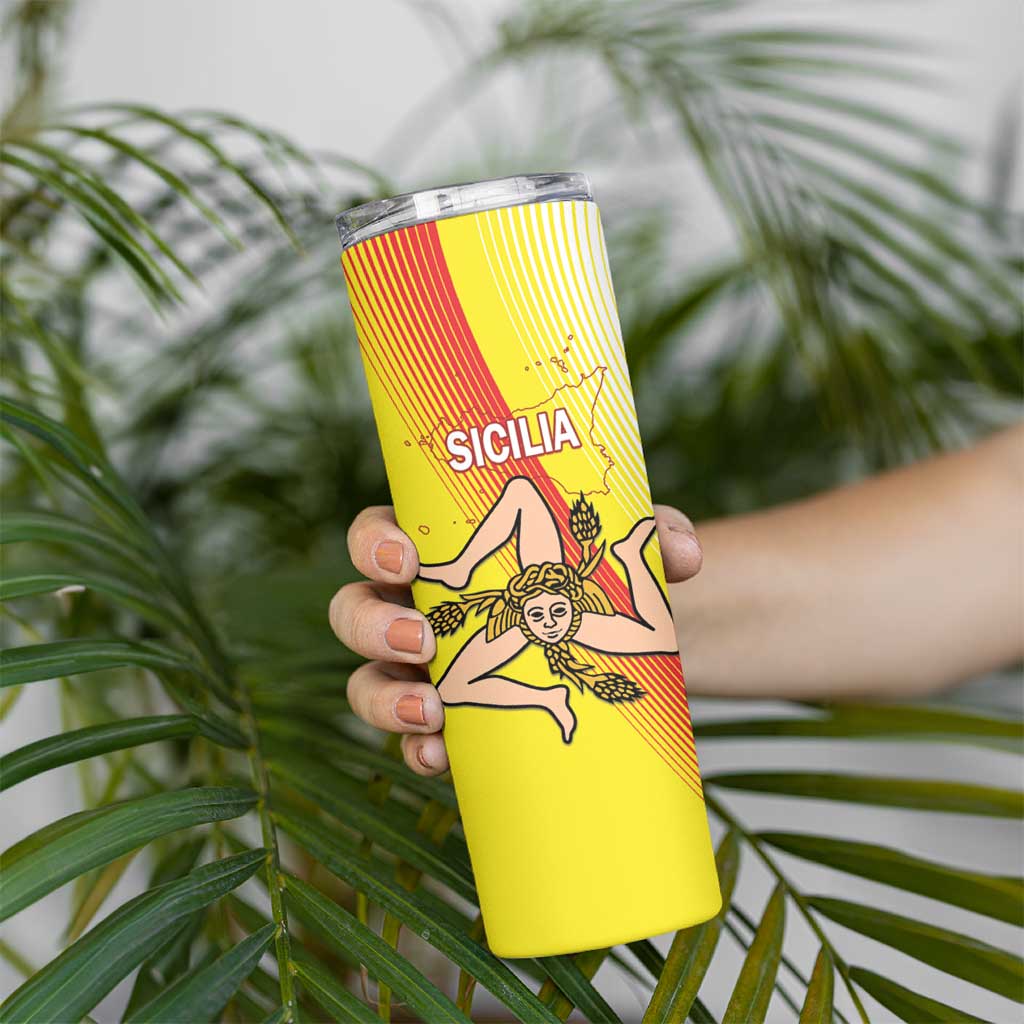 Personalized Sicilia La Trinacria Skinny Tumbler Sicilian Map Flag Color