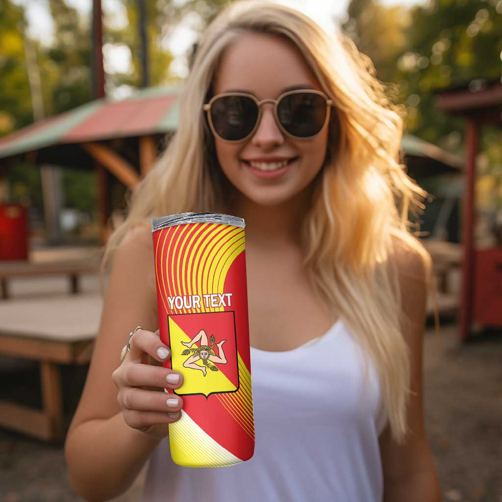 Personalized Sicilia La Trinacria Skinny Tumbler Sicilian Map Flag Color