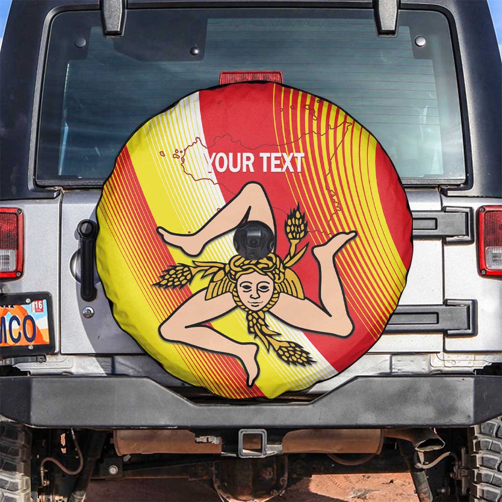Personalized Sicilia La Trinacria Spare Tire Cover Sicilian Map Flag Color