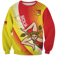 Personalized Sicilia La Trinacria Sweatshirt Sicilian Map Flag Color