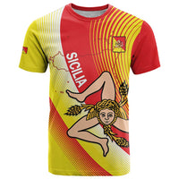 Personalized Sicilia La Trinacria T Shirt Sicilian Map Flag Color