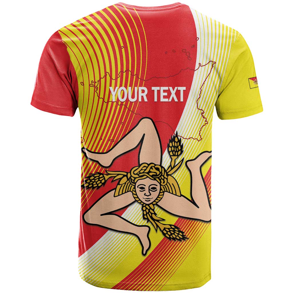 Personalized Sicilia La Trinacria T Shirt Sicilian Map Flag Color