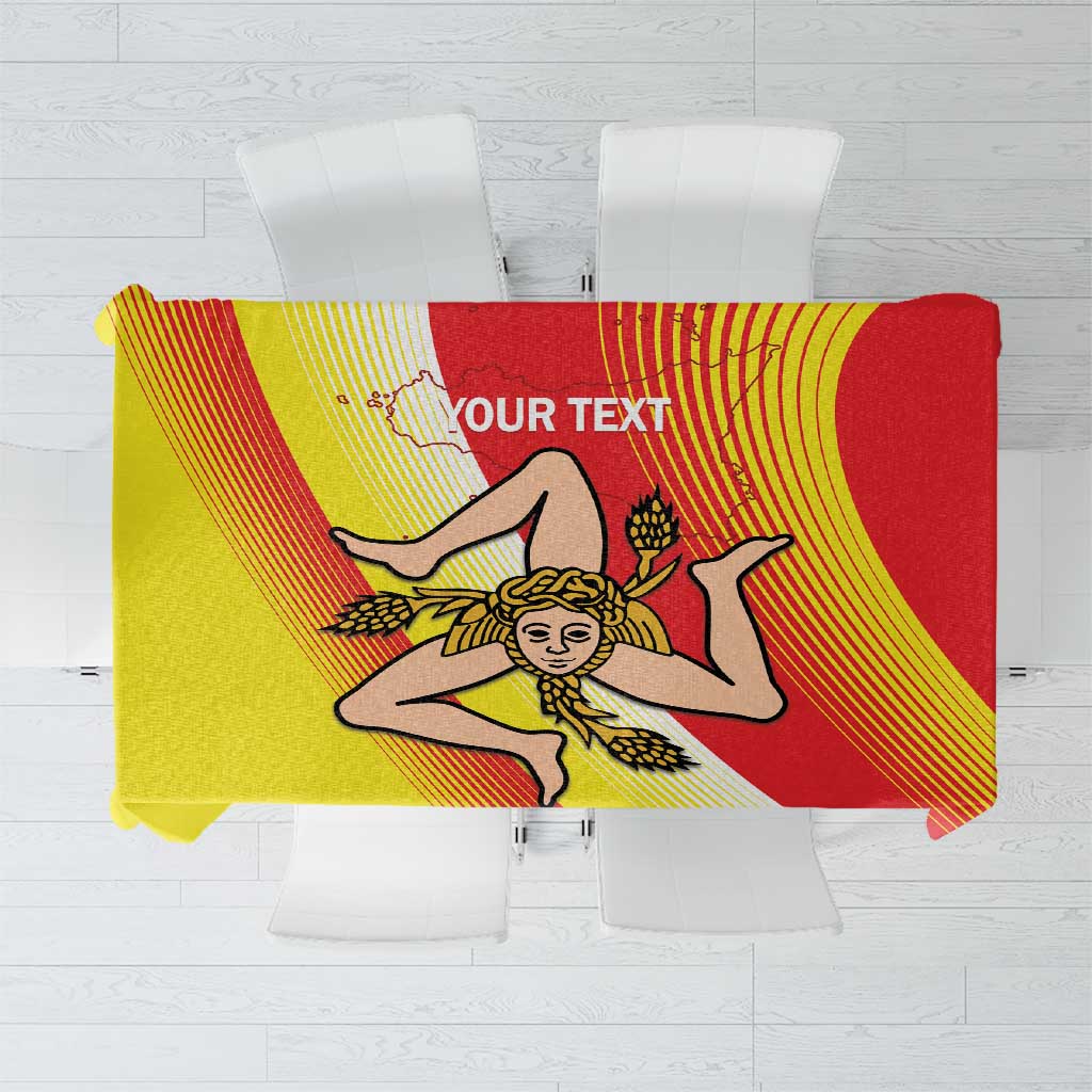 Personalized Sicilia La Trinacria Tablecloth Sicilian Map Flag Color