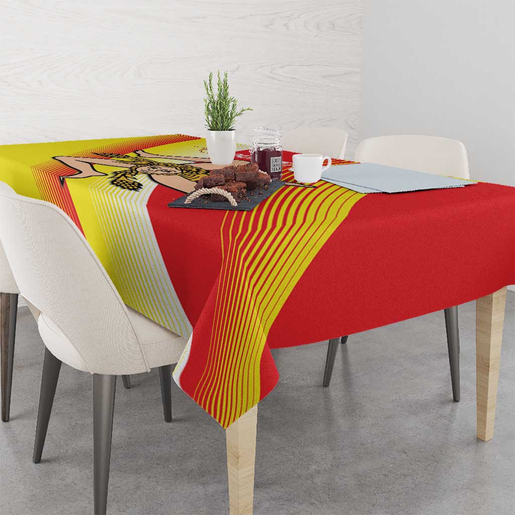 Personalized Sicilia La Trinacria Tablecloth Sicilian Map Flag Color