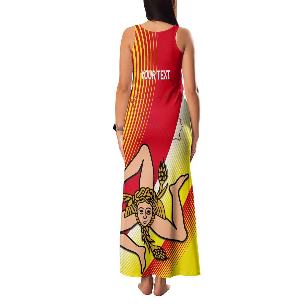 Personalized Sicilia La Trinacria Tank Maxi Dress Sicilian Map Flag Color