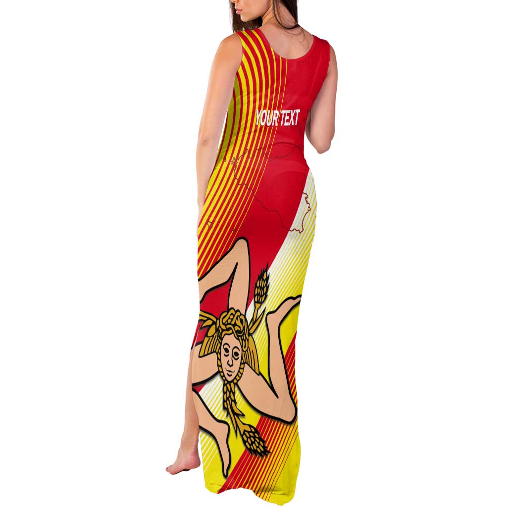 Personalized Sicilia La Trinacria Tank Maxi Dress Sicilian Map Flag Color