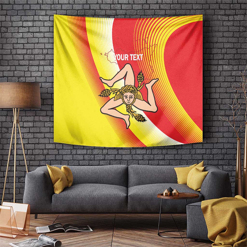 Personalized Sicilia La Trinacria Tapestry Sicilian Map Flag Color