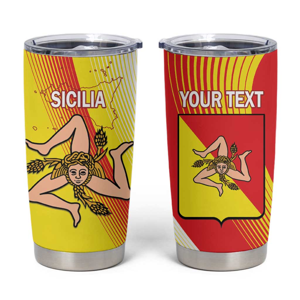 Personalized Sicilia La Trinacria Tumbler Cup Sicilian Map Flag Color