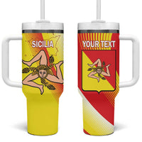 Personalized Sicilia La Trinacria Tumbler With Handle Sicilian Map Flag Color