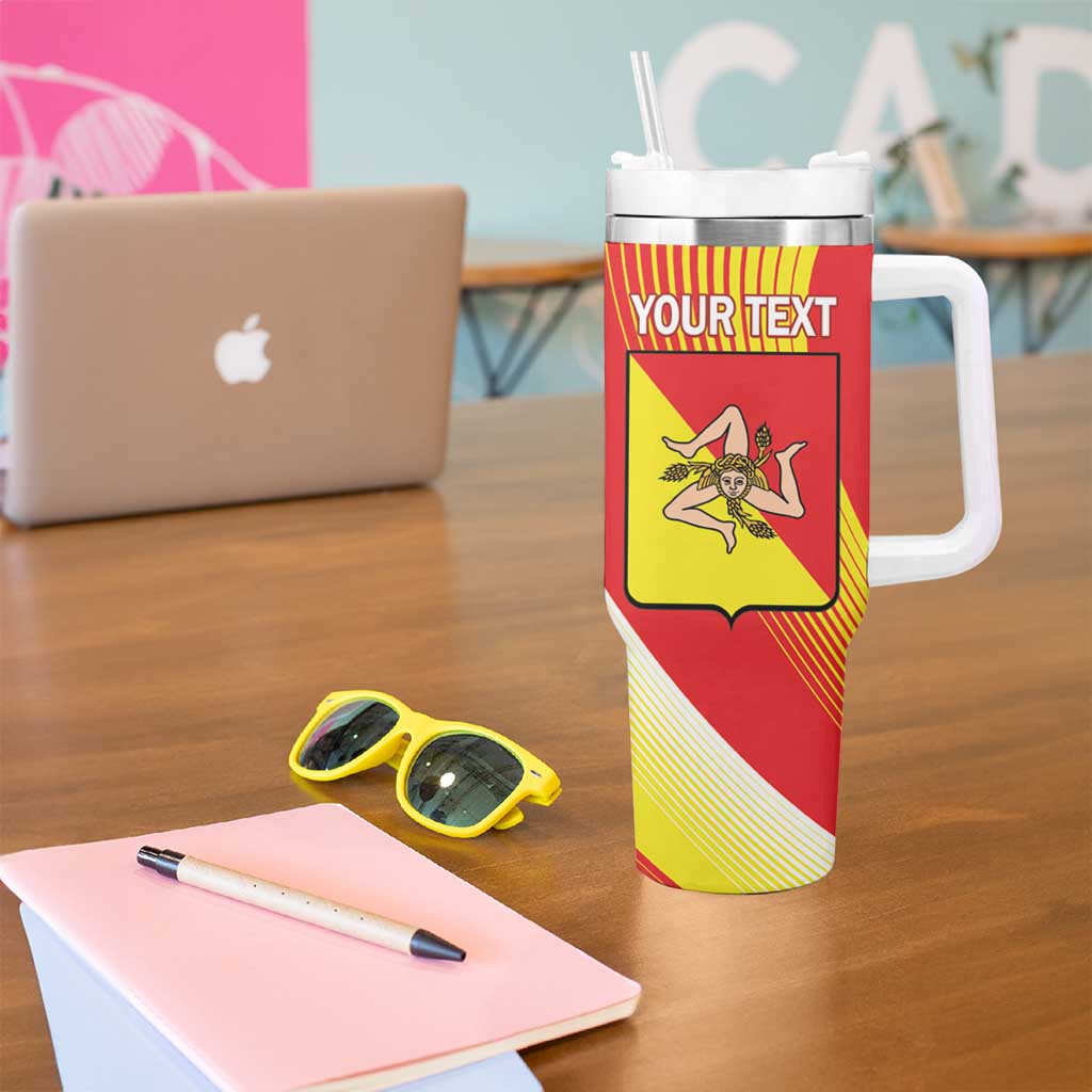 Personalized Sicilia La Trinacria Tumbler With Handle Sicilian Map Flag Color