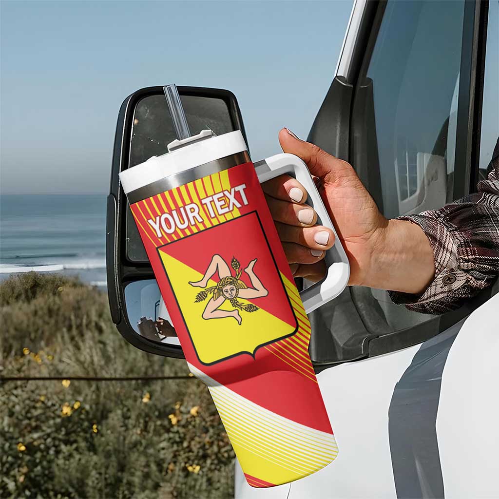 Personalized Sicilia La Trinacria Tumbler With Handle Sicilian Map Flag Color